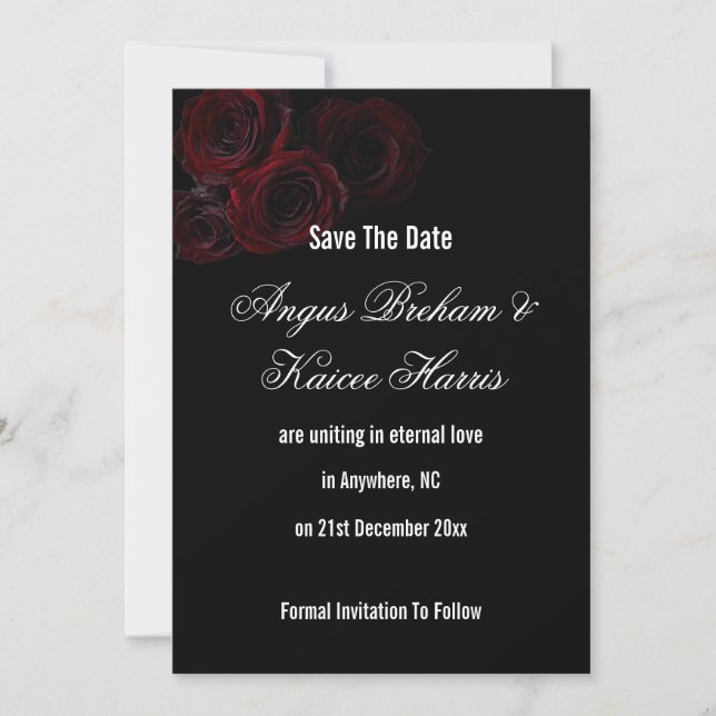 Gothic Wedding Save the Date Card | Dark Romantic  (Front)