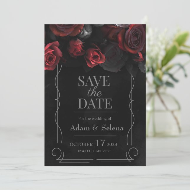 gothic wedding Save the date invitation (Standing Front)