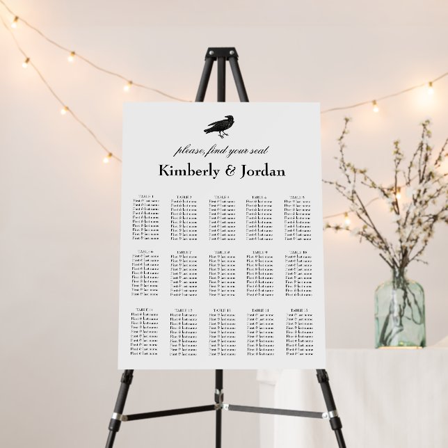 Gothic Wedding Seating Chart till death do us part Foam Board (In Situ (Stand))