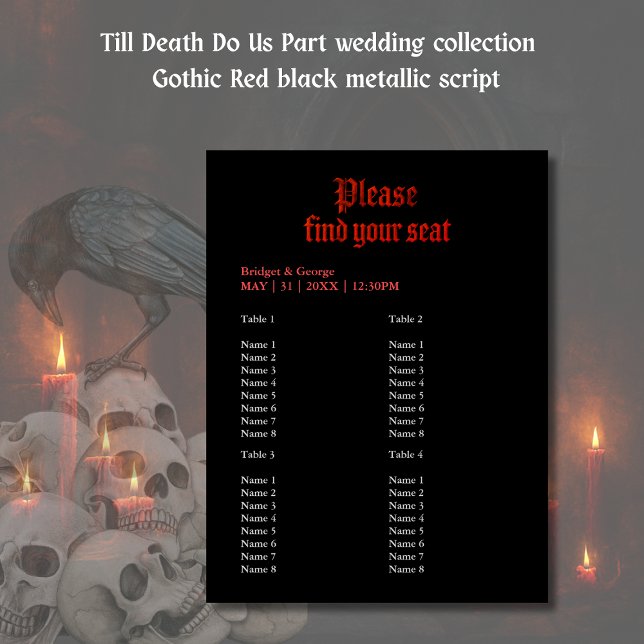 gothic wedding seating - Red Metallic Script Black Foam Board (Creator Uploaded)