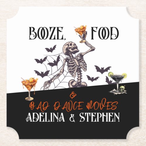 Gothic Wedding Skeleton Booze Food Bad Dance Moves Paper Coaster