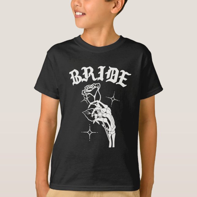 Gothic Wedding Skeleton Bride Spooky Halloween Jus T-Shirt (Front)