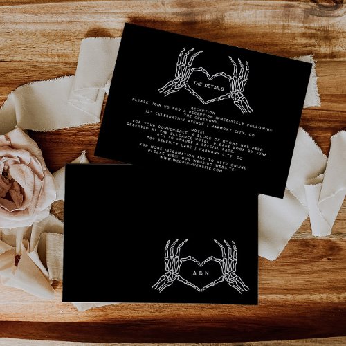 Gothic Wedding Skeleton Hands Wedding Details  Enclosure Card