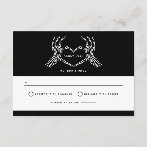 Gothic Wedding Skeleton Hands Wedding QR Code RSVP Enclosure Card
