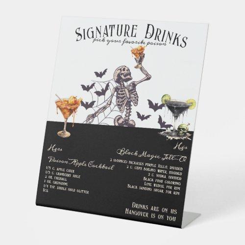 Gothic Wedding Skeleton Signature Drinks Sign