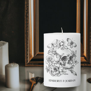 Gothic Wedding Skull Keepsake Favor Decor Pillar Candle