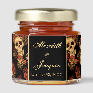 Gothic Wedding Skulls Custom Black Honey Jar Favors