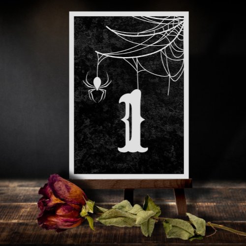 Gothic Wedding Spider Web Halloween Table Number