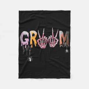 Gothic Wedding Spooky Halloween Skeleton Groom Jus Fleece Blanket