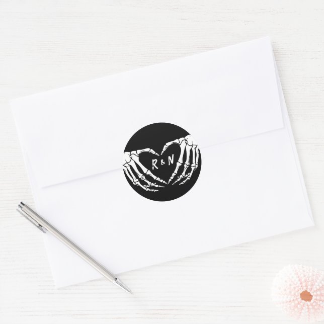 Gothic Wedding Sticker, Halloween Wedding Classic Round Sticker (Envelope)