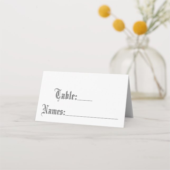 Gothic Wedding Table Seating Place Card (Front)