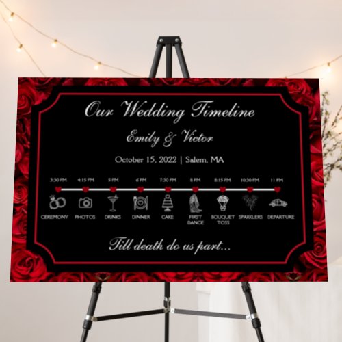 Gothic Wedding Timeline Sign Foam Board Version