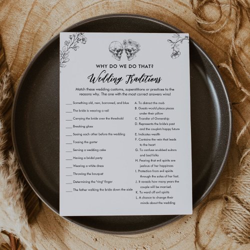 Gothic Wedding Traditions Bridal Shower Game Card