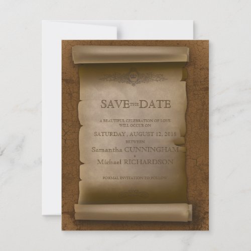 Gothic  Wedding Vintage Old Rust Paper Save The Date