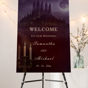 Gothic Wedding Welcome Sign Burgundy Dark Romance
