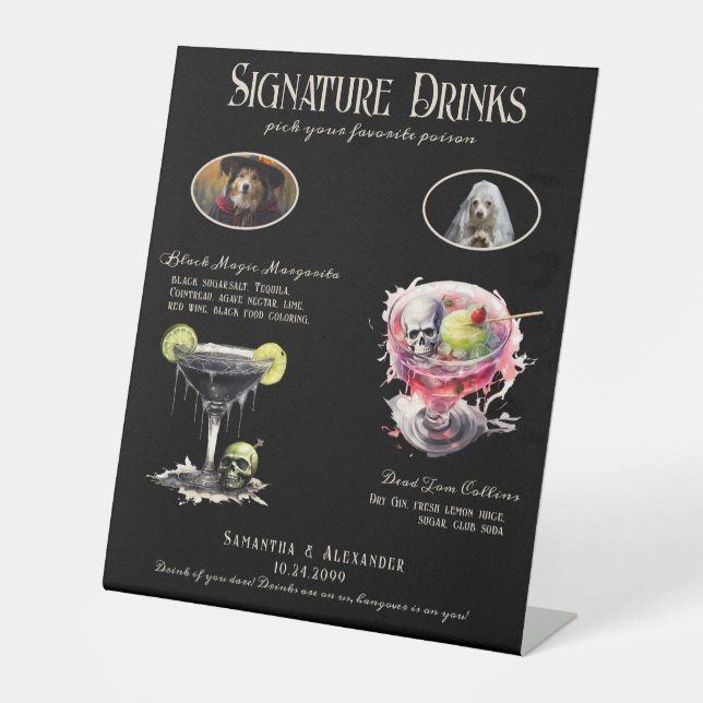 Gothic Wedding Whimsigoth Dog Signature Drink Sign (Front)