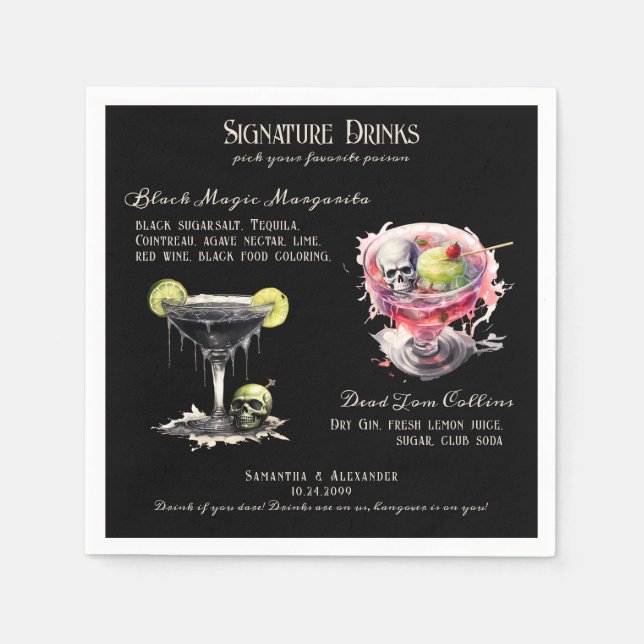 Gothic Wedding Whimsigoth Signature Drinks Napkins (Front)