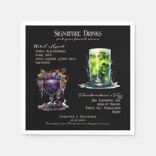 Gothic Wedding Whimsigoth Signature Drinks Napkins (Front)