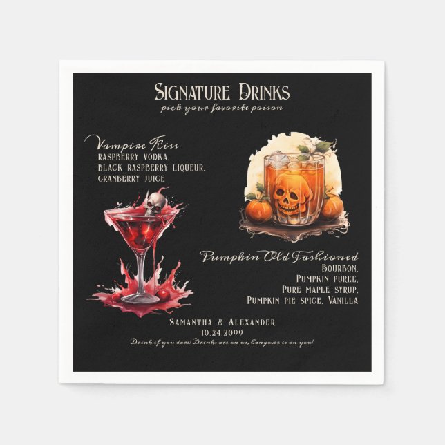 Gothic Wedding Whimsigoth Signature Drinks Napkins (Front)