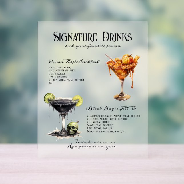Gothic Wedding Whimsigoth Signature Drinks Sign (Neutral)