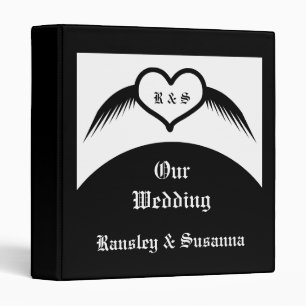 Gothic Wedding Winged Heart Custom Monogrammed 3 Ring Binder