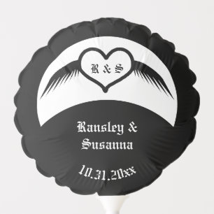 Gothic Wedding Winged Heart Custom Monogrammed Balloon