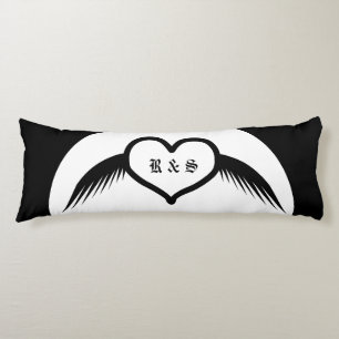 Gothic Wedding Winged Heart Custom Monogrammed Body Pillow