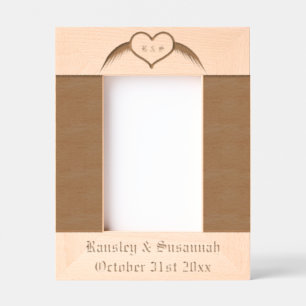 Gothic Wedding Winged Heart Custom Monogrammed Engraved Frames