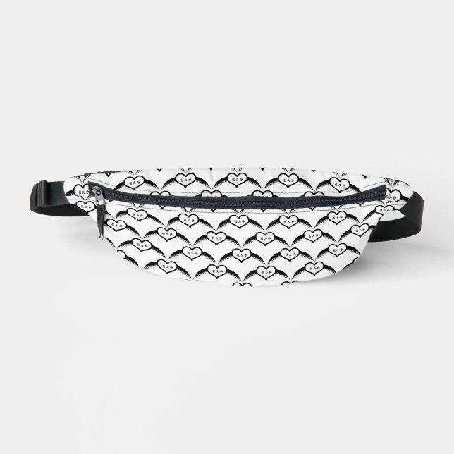 Gothic Wedding Winged Heart Custom Monogrammed Fanny Pack (Front)