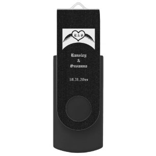 Gothic Wedding Winged Heart Custom Monogrammed Flash Drive