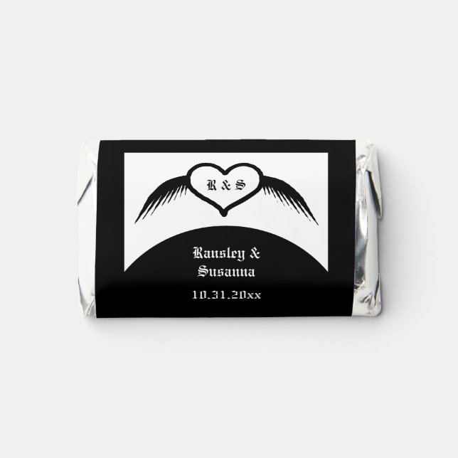 Gothic Wedding Winged Heart Custom Monogrammed Hershey's Miniatures (Front)