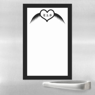 Gothic Wedding Winged Heart Custom Monogrammed Magnetic Dry Erase Sheet