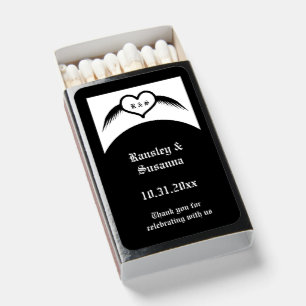 Gothic Wedding Winged Heart Custom Monogrammed Matchboxes