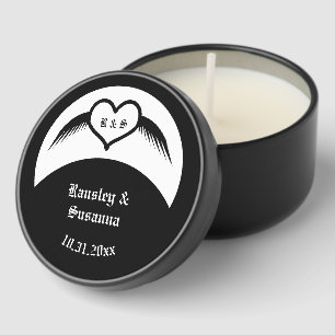 Gothic Wedding Winged Heart Custom Monogrammed Mini Candle Favors