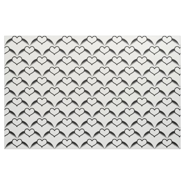 Gothic Wedding Winged Heart Patterned Fabric (Fat Quarter)