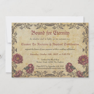 Gothic Wedding with Dark Florals  Invitation