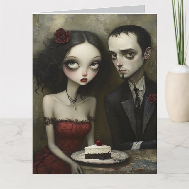 Gothic weird couple goth Anniversary Greeting Card (Front)
