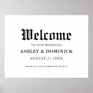 Gothic Welcome Wedding Reception Sign Poster