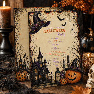 Gothic Whimsical Haunted Halloween Party   Invitation