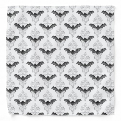 Gothic white black bats pattern  bandana