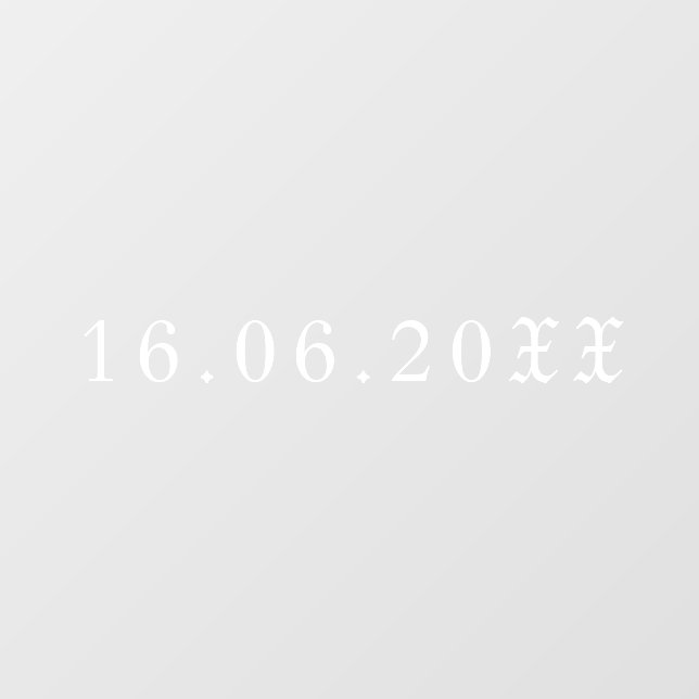 Gothic White Blackletter Numerical Date Wedding Window Cling (Sheet)