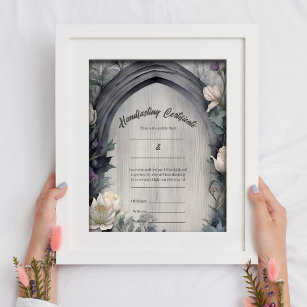 Gothic White Floral Arch Handfasting Certificate Poster