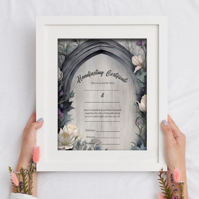 Gothic White Floral Arch Handfasting Certificate Poster (Creator Uploaded)