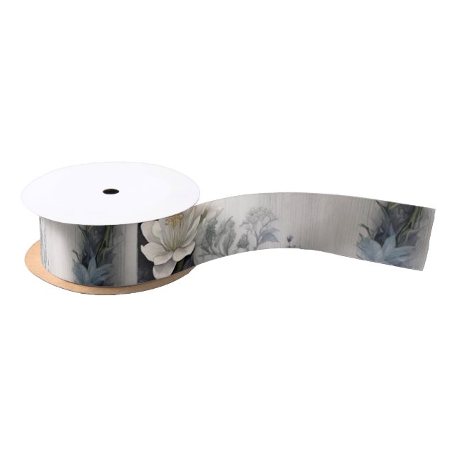 Gothic White Floral Arch Pagan Handfasting Satin Ribbon (Spool)