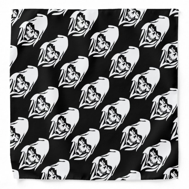 Gothic White Reaper cartoon (black background) Bandana (Front)