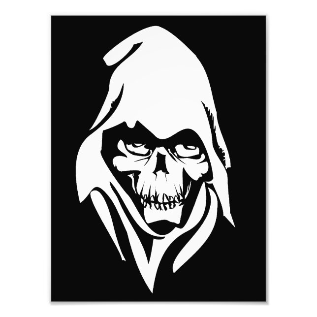 Gothic White Reaper face on black background Photo Print (Front)