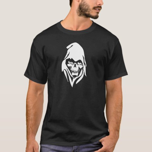 Gothic White Reaper face on black background T_Shirt