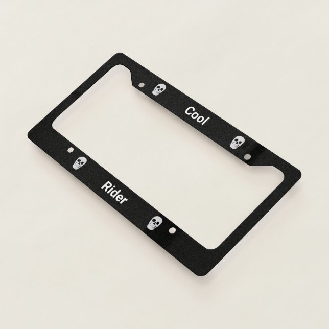 Gothic White Skull Head Black Background Design License Plate Frame (3/4)