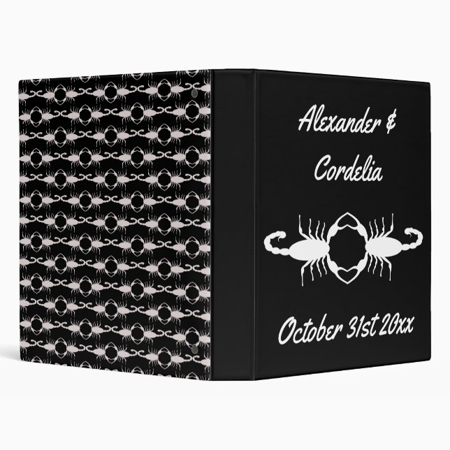 Gothic White Wedding Scorpions Custom 3 Ring Binder (Background)