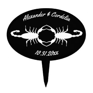 Gothic White Wedding Scorpions Custom Cake Topper